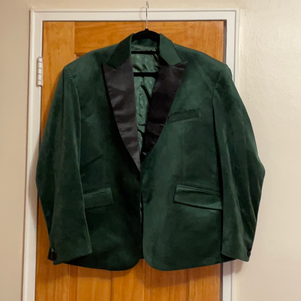 Green, suede tux jacket